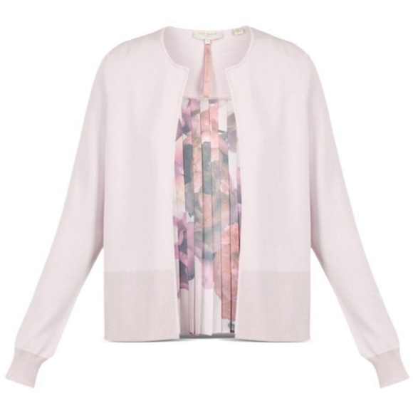 Ted Baker Splendour Pleat Print Back Cardigan in Pale Pink Size 1/ US 4 - Picture 3 of 6